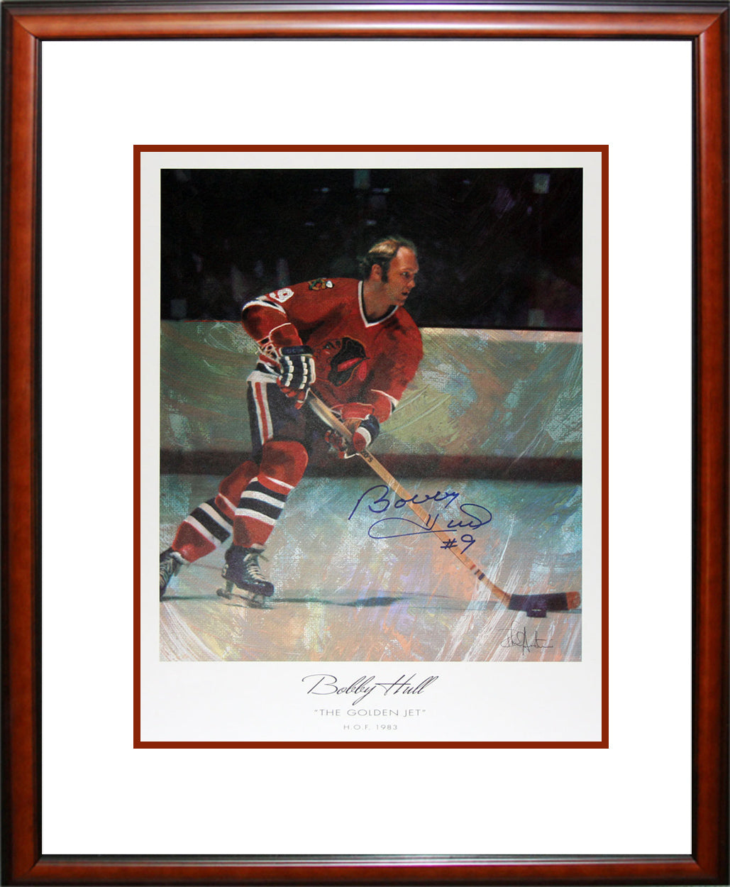 The Golden Jet Signed Framed Lithographbobby Hull Chicago Blackhawks 22"X18", Chicago Blackhawks, NHL, Hockey, Autographed, Signed, AACMH30452