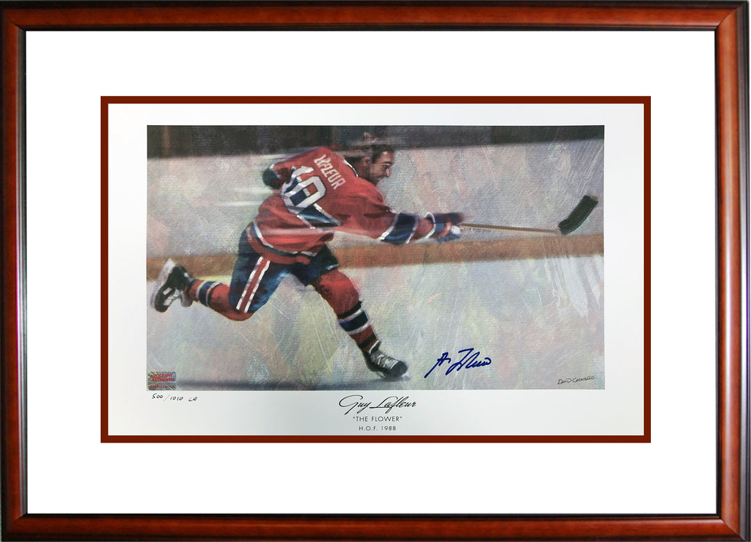 Autographed Guy Lafleur Lithograph Limited Edition Of 1010, Montreal Canadiens, NHL, Hockey, Autographed, Signed, AACMH30185