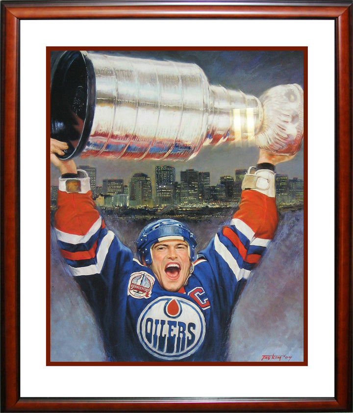 Mark Messier Lithograph Painting Framed, Ltd Edition /1111, Edmonton Oilers, NHL, Hockey, Collectibile Memorabilia, AACMH30198