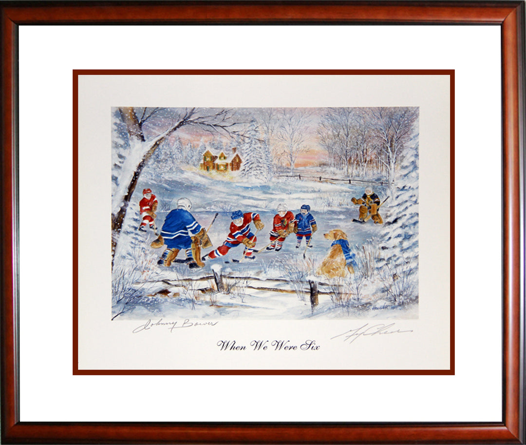 When We Were Six, Bower & Cheevers, Toronto, Boston, Framed  (16" By 14"), Toronto Maple Leafs, Boston Bruins, NHL, Hockey, Autographed, Signed, AACMH30227