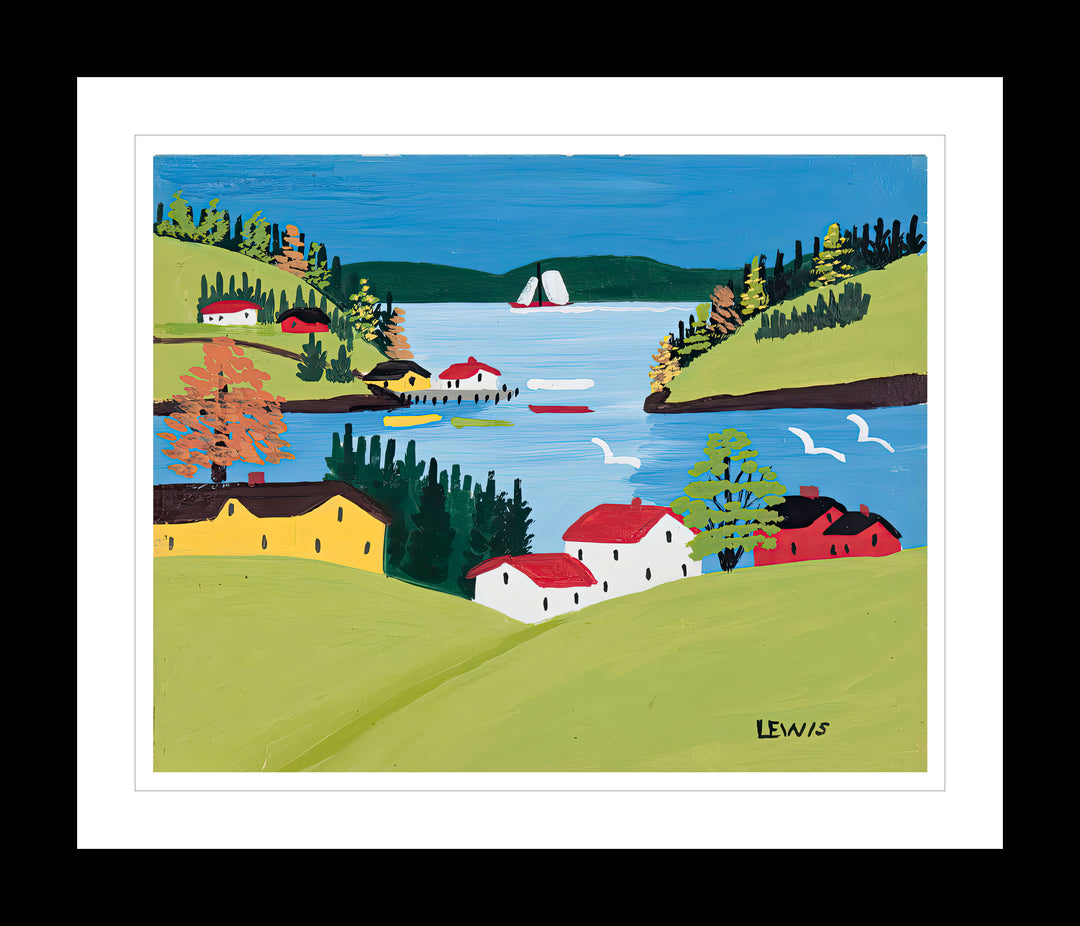 Framed Art Print By Maud Lewis Digby Harbour Folk Art Painting Flat Style Maritime Wall Decor 24 X 28 Inches, Maud Lewis, American Art, Art, Collectibile Memorabilia, AAAPA33484