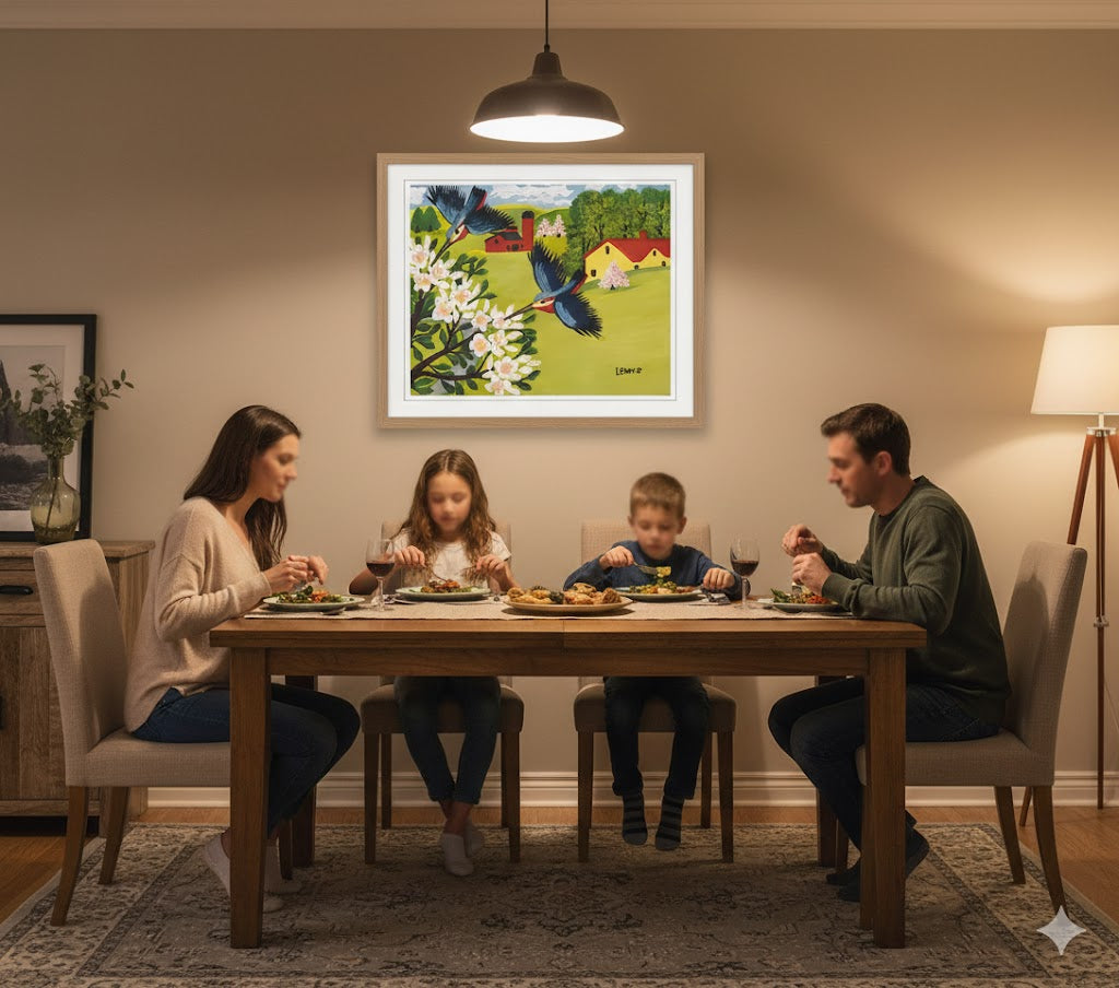 Framed Art Print By Maud Lewis Hummingbirds Folk Art Painting Flat Style Wall Decor 24 X 28 Inches, Maud Lewis, American Art, Art, Collectibile Memorabilia, AAAPA33483