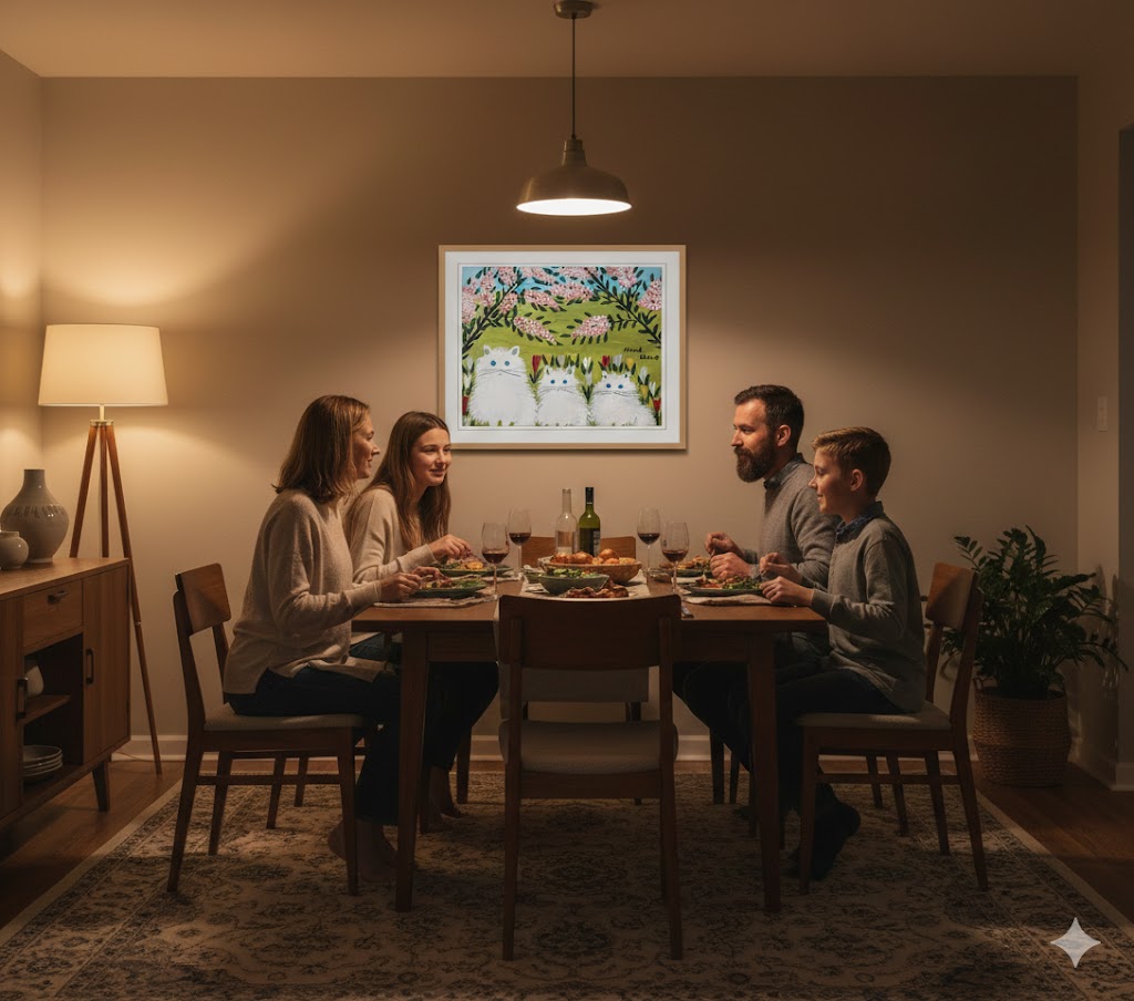 Framed Art Print By Maud Lewis Three White Cats Folk Art Painting Flat Style Wall Decor 24 X 28 Inches, Maud Lewis, American Art, Art, Collectibile Memorabilia, AAAPA33486