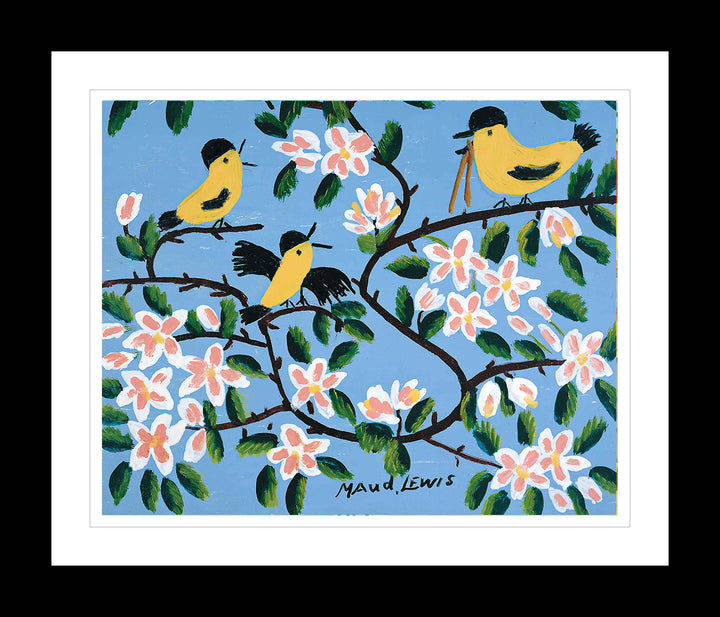 Framed Art Print By Maud Lewis Yellow Birds Folk Art Painting Flat Style Wall Decor 24 X 28 Inches, Maud Lewis, American Art, Art, Collectibile Memorabilia, AAAPA33487