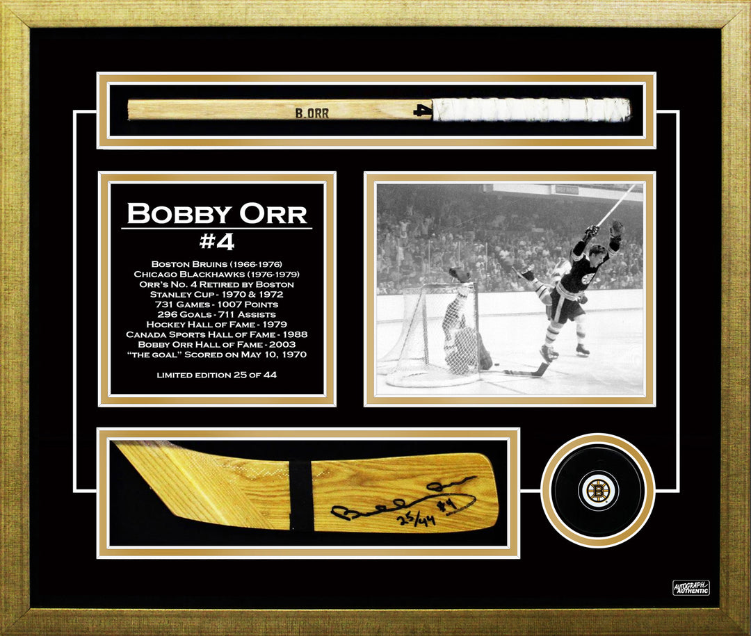 Autographed Bobby Orr Hockey Stick Blade Museum Framed - Limited Edition Of 44, Boston Bruins, NHL, Hockey, Autographed, Signed, AACMH30182