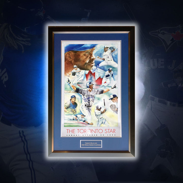 Carter, Borders, Alomar, Winfield, Signed Blue Jays 1992 World Series 41"X28", Toronto Blue Jays, MLB, Baseball, Autographed, Signed, AABCB31406
