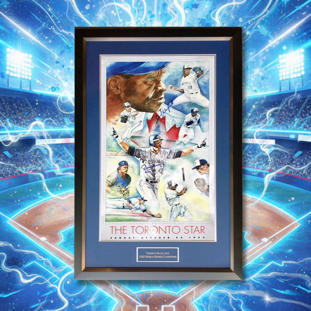 Carter, Borders, Alomar, Winfield, Signed Blue Jays 1992 World Series 41"X28", Toronto Blue Jays, MLB, Baseball, Autographed, Signed, AABCB31406