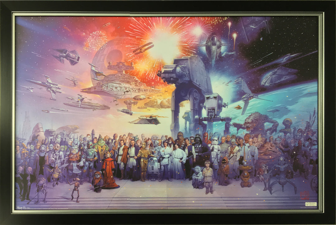 Star Wars Collection - Framed Art Of All Characters (37" By 25.5"), Star Wars, Hollywood, Movie and Television, Collectibile Memorabilia, AAOCM32054