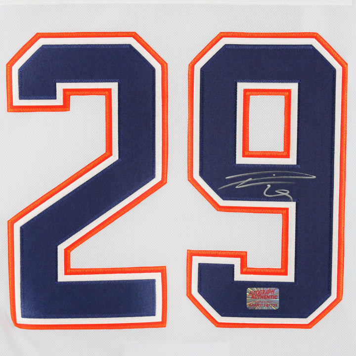 Leon Draisaitl Autographed White Edmonton Oilers Jersey, Edmonton Oilers, NHL, Hockey, Autographed, Signed, AAAJH33476