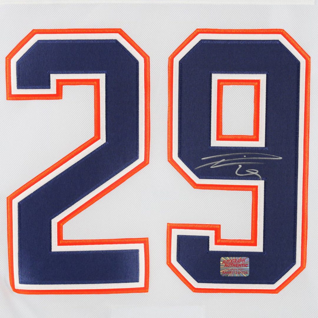 Leon Draisaitl Autographed White Edmonton Oilers Jersey, Edmonton Oilers, NHL, Hockey, Autographed, Signed, AAAJH33476