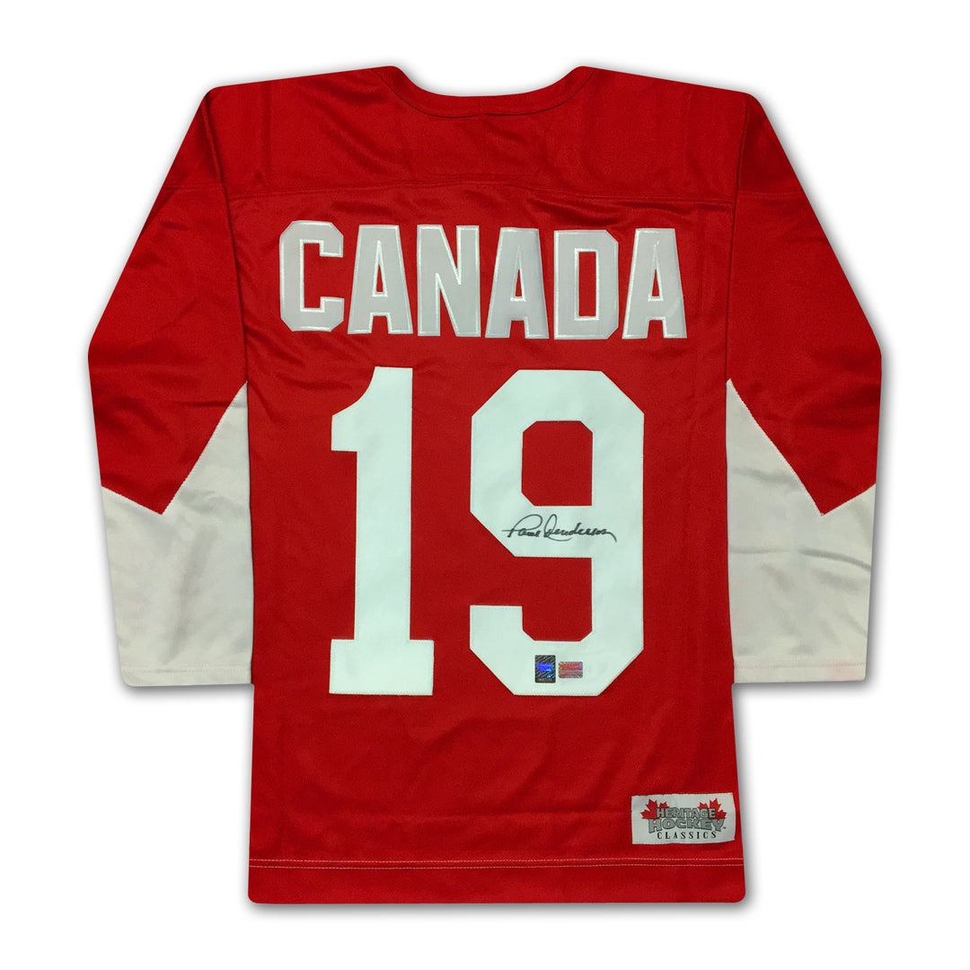 Paul Henderson Team Canada Signed 1972 Red Jersey Summit Series, Team Canada, International, Hockey, Autographed, Signed, AAAJH30516