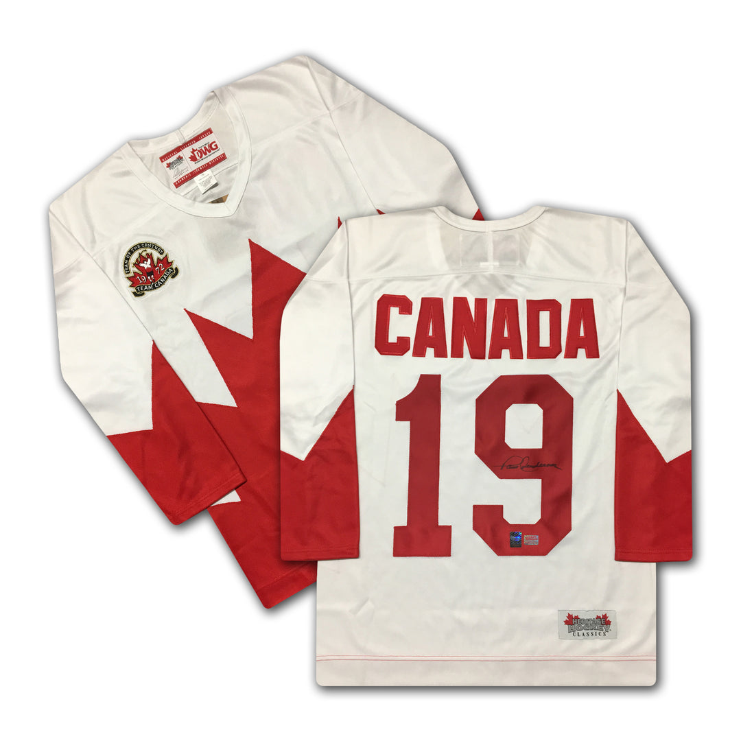 Paul Henderson Team Canada Signed 1972 White Jersey Summit Series, Team Canada, International, Hockey, Autographed, Signed, AAAJH30517