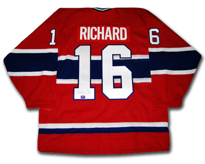 Henri Richard Autographed Red Montreal Canadiens Jersey, Montreal Canadiens, NHL, Hockey, Autographed, Signed, AAAJH30127