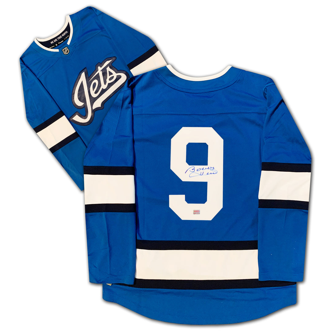 Bobby Hull Autographed Blue Winnipeg Jets Alternate Jersey, Winnipeg Jets, NHL, Hockey, Autographed, Signed, AAAJH33085