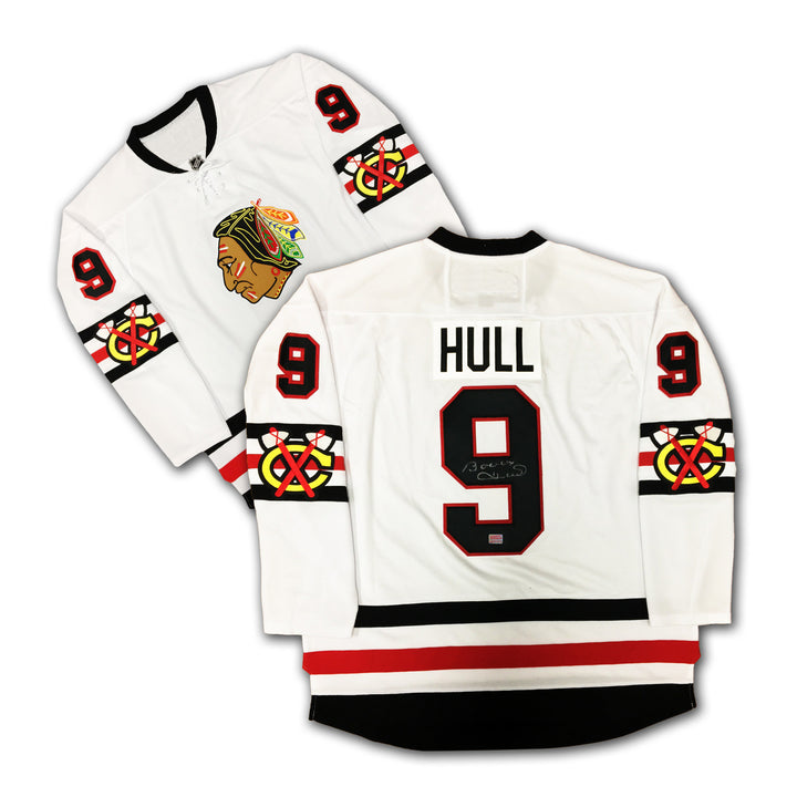 Bobby Hull Autographed White Chicago Blackhawks Jersey, Chicago Blackhawks, NHL, Hockey, Autographed, Signed, AAAJH30113