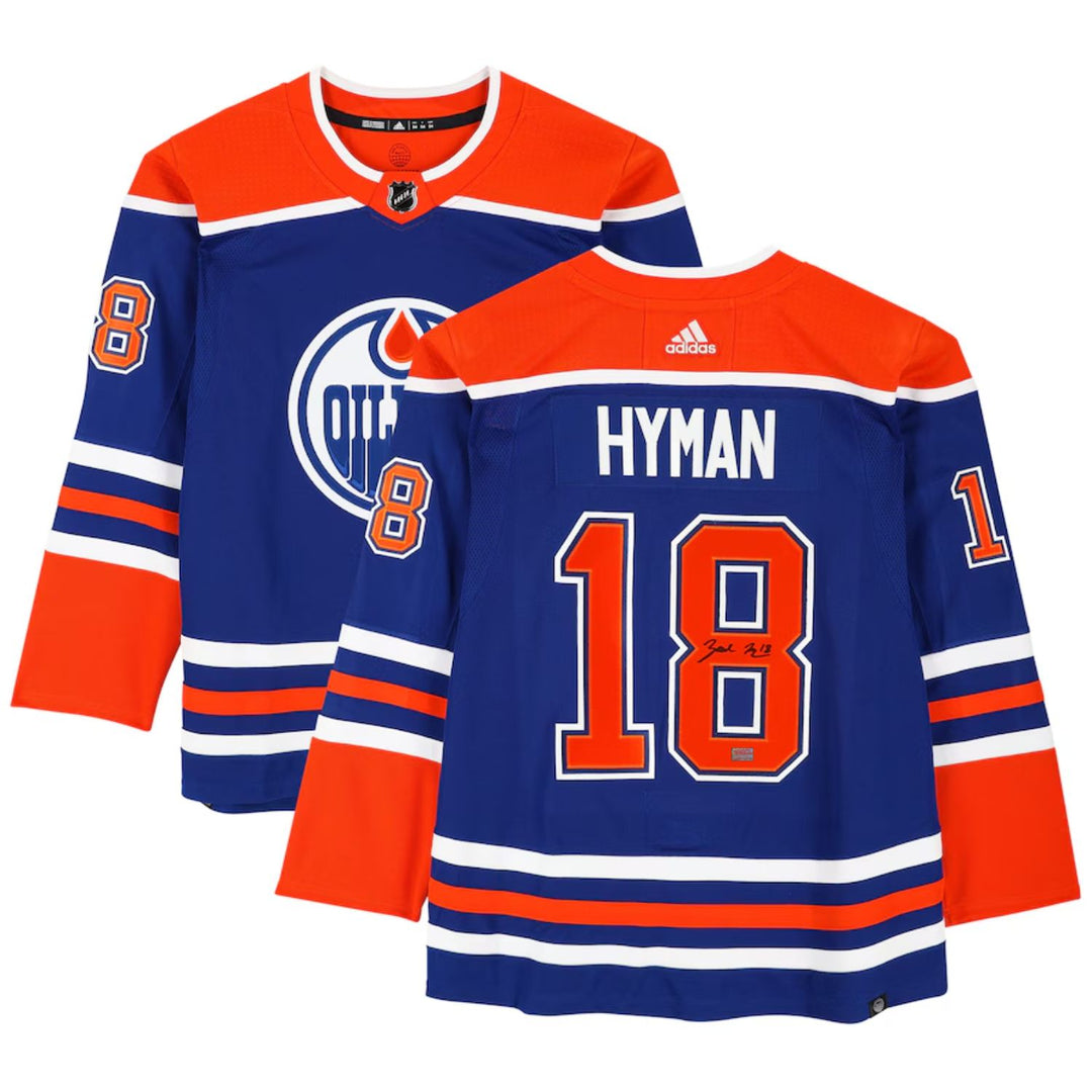 Zach Hyman Signed Blue Edmonton Oilers Adidas Jersey, Edmonton Oilers, NHL, Hockey, Autographed, Signed, AAAJH33216