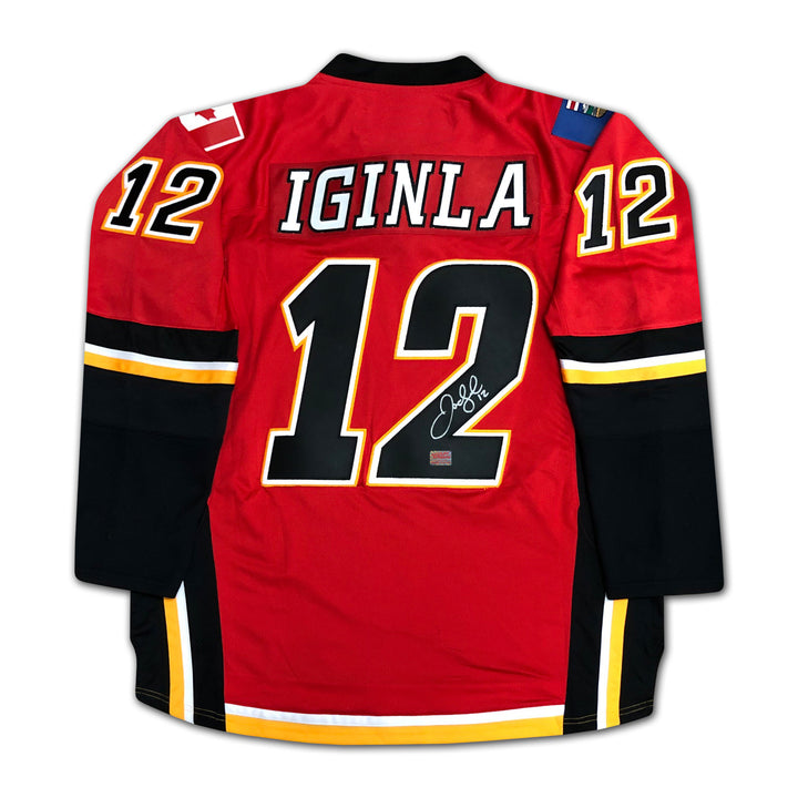 Jarome Iginla Autographed Red Calgary Flames Jersey, Calgary Flames, NHL, Hockey, Autographed, Signed, AAAJH32575