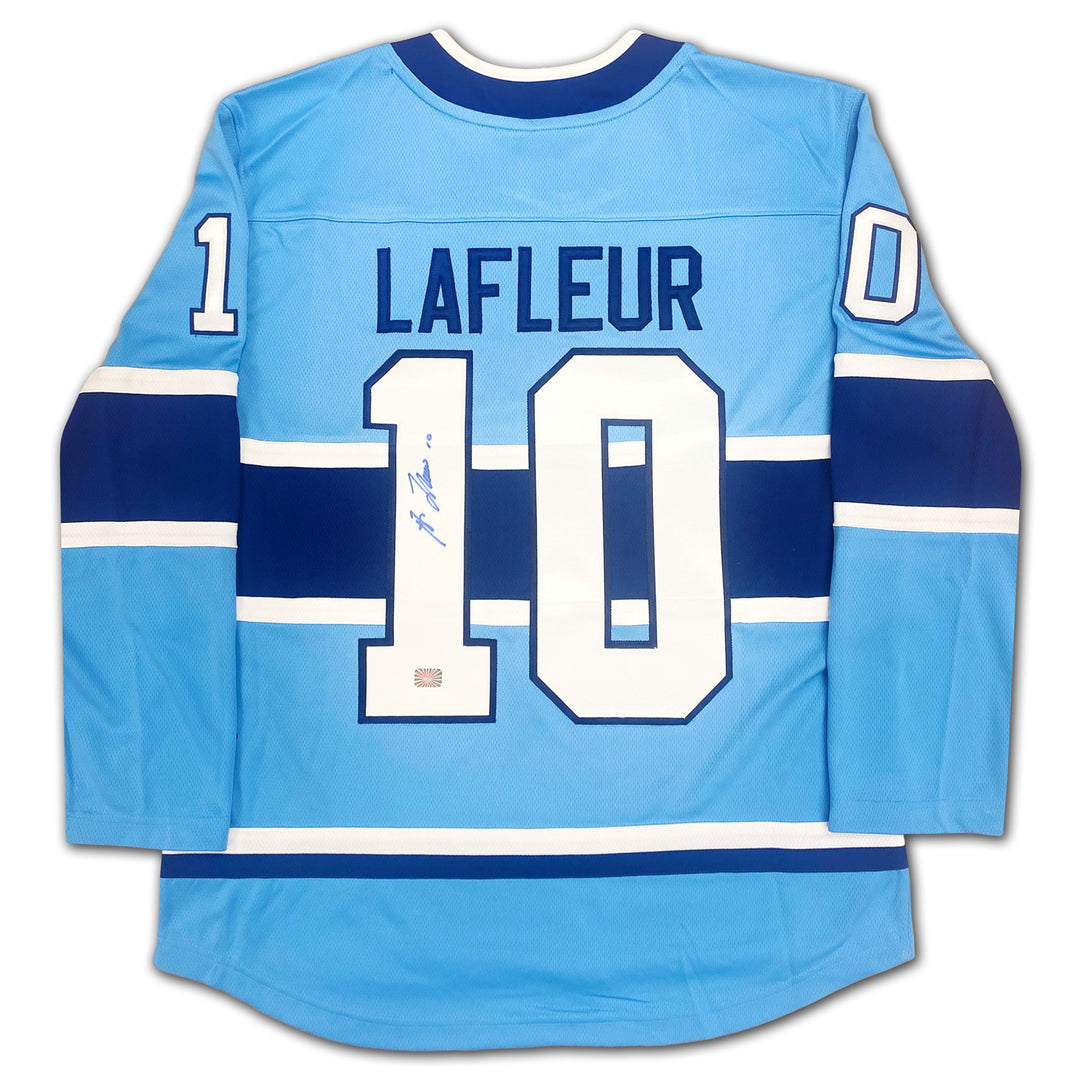 Guy Lafleur Autographed Special Edition Light Blue Jersey Montreal Canadiens, Montreal Canadiens, NHL, Hockey, Autographed, Signed, AAAJH33197