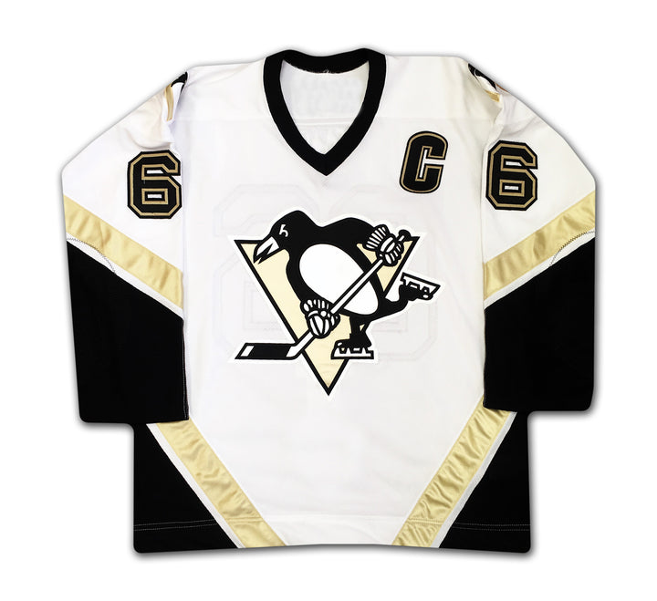 Mario Lemieux Autographed Pittsburgh Penguins White Jersey, Pittsburgh Penguins, NHL, Hockey, Autographed, Signed, AAAJH32763
