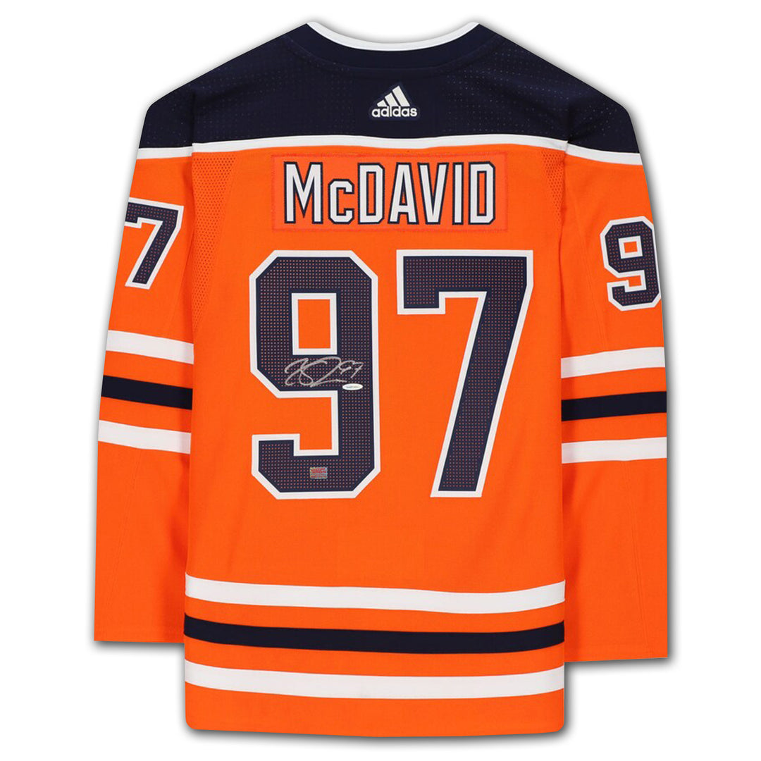 Connor Mcdavid Edmonton Oilers Orange Autographed Jersey, Edmonton Oilers, NHL, Hockey, Autographed, Signed, AAAJH315255