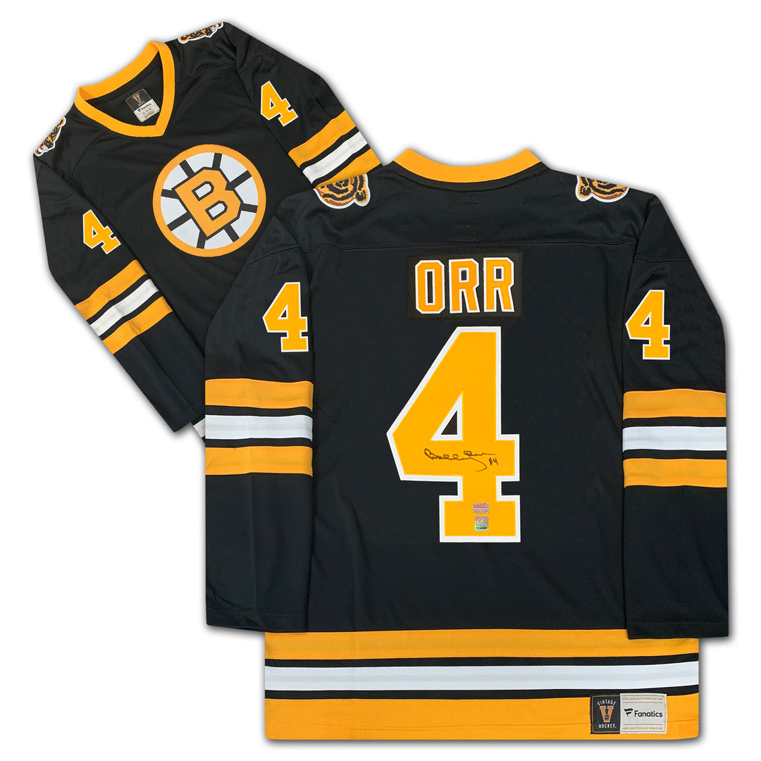 Bobby Orr Signed Boston Bruins Black Fanatics Jersey, Boston Bruins, NHL, Hockey, Autographed, Signed, AAAJH33084