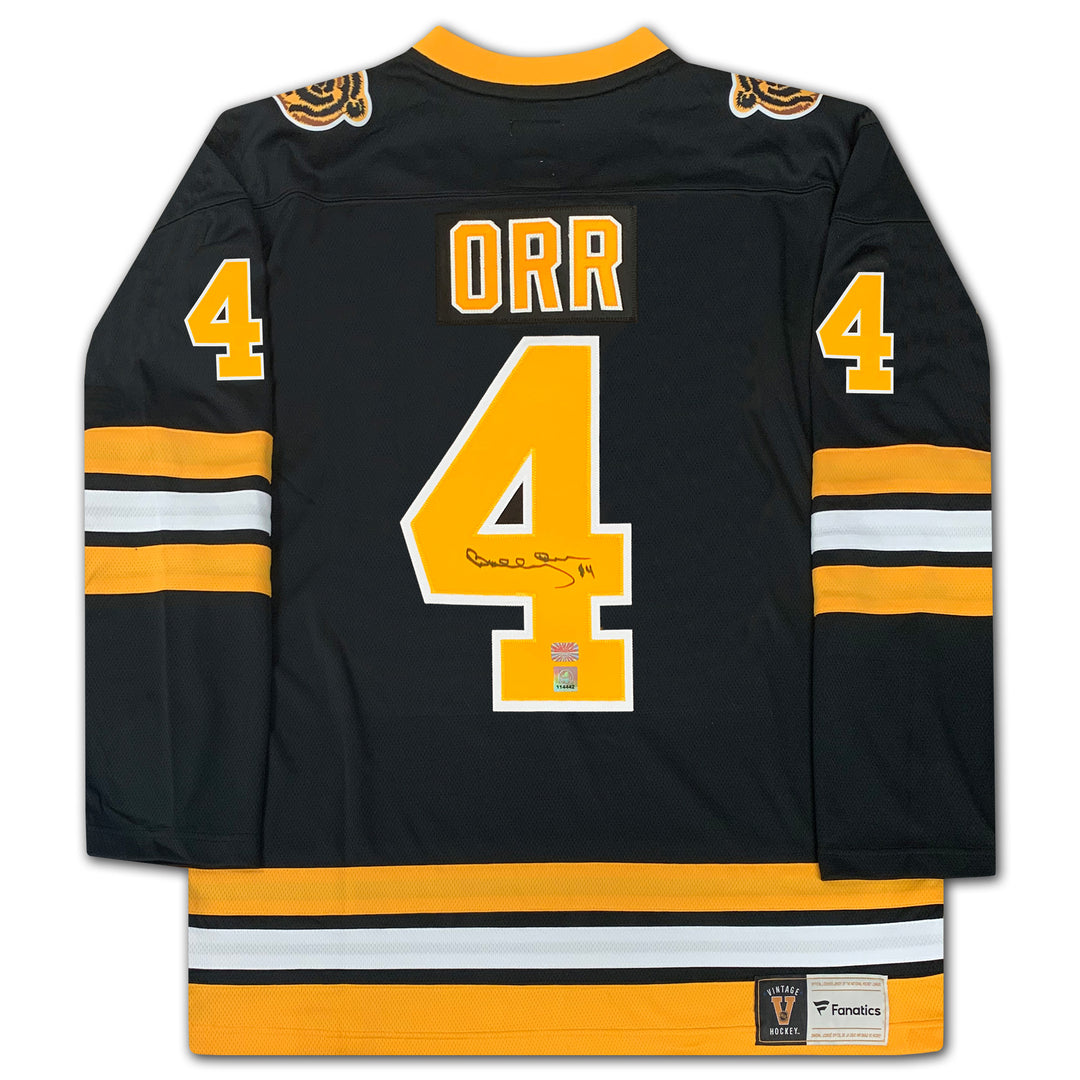 Bobby Orr Signed Boston Bruins Black Fanatics Jersey, Boston Bruins, NHL, Hockey, Autographed, Signed, AAAJH33084