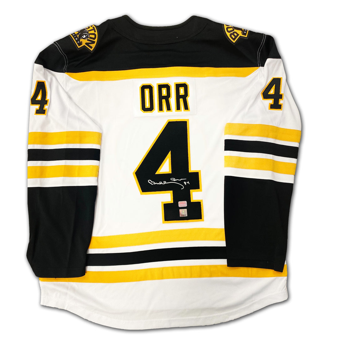 Bobby Orr Signed Boston Bruins White Fanatics Jersey, Boston Bruins, NHL, Hockey, Autographed, Signed, AAAJH33201