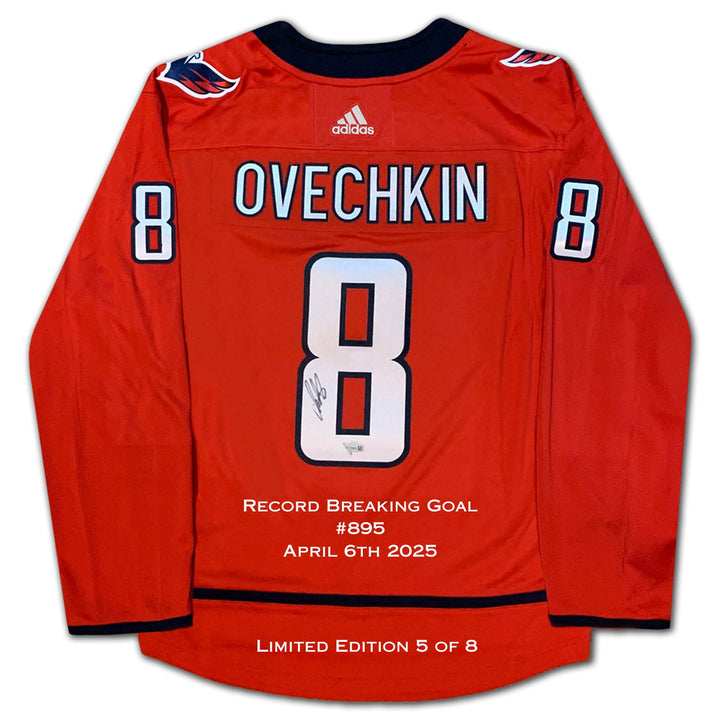 Ovechkin Signed Capitals Red Jersey Goal Record Ltd Ed /8, Washington Capitals, NHL, Hockey, Autographed, Signed, AAAJH33376