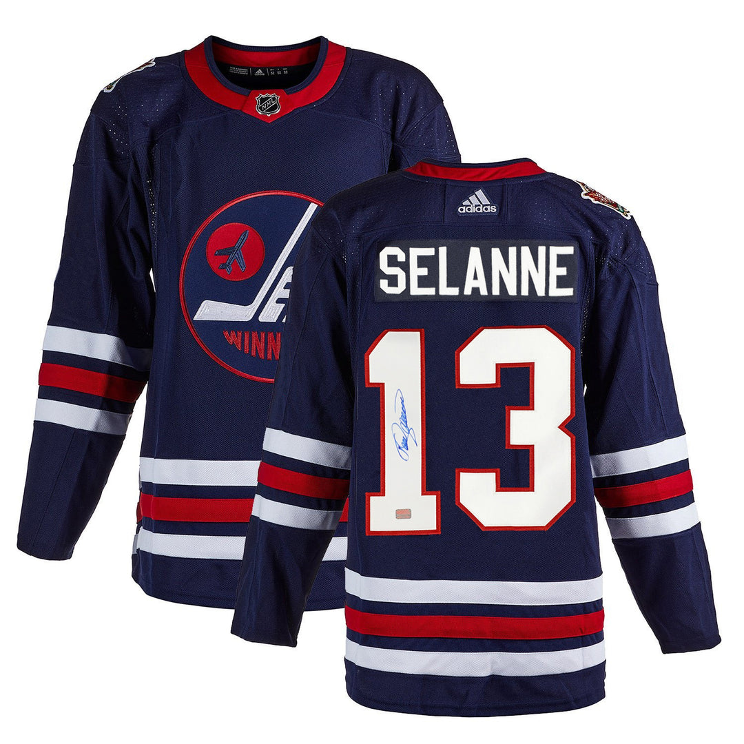 Teemu Selanne Autographed Winnipeg Jets Heritage Classic Jersey, Winnipeg Jets, NHL, Hockey, Autographed, Signed, AAAJH33286