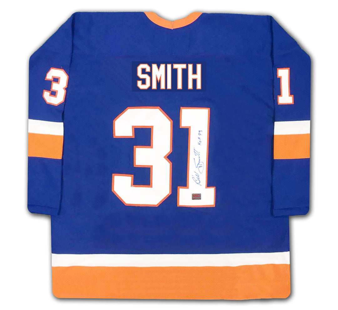 Billy Smith Autographed Blue New York Islanders Jersey, New York Islanders, NHL, Hockey, Autographed, Signed, AAAJH30107