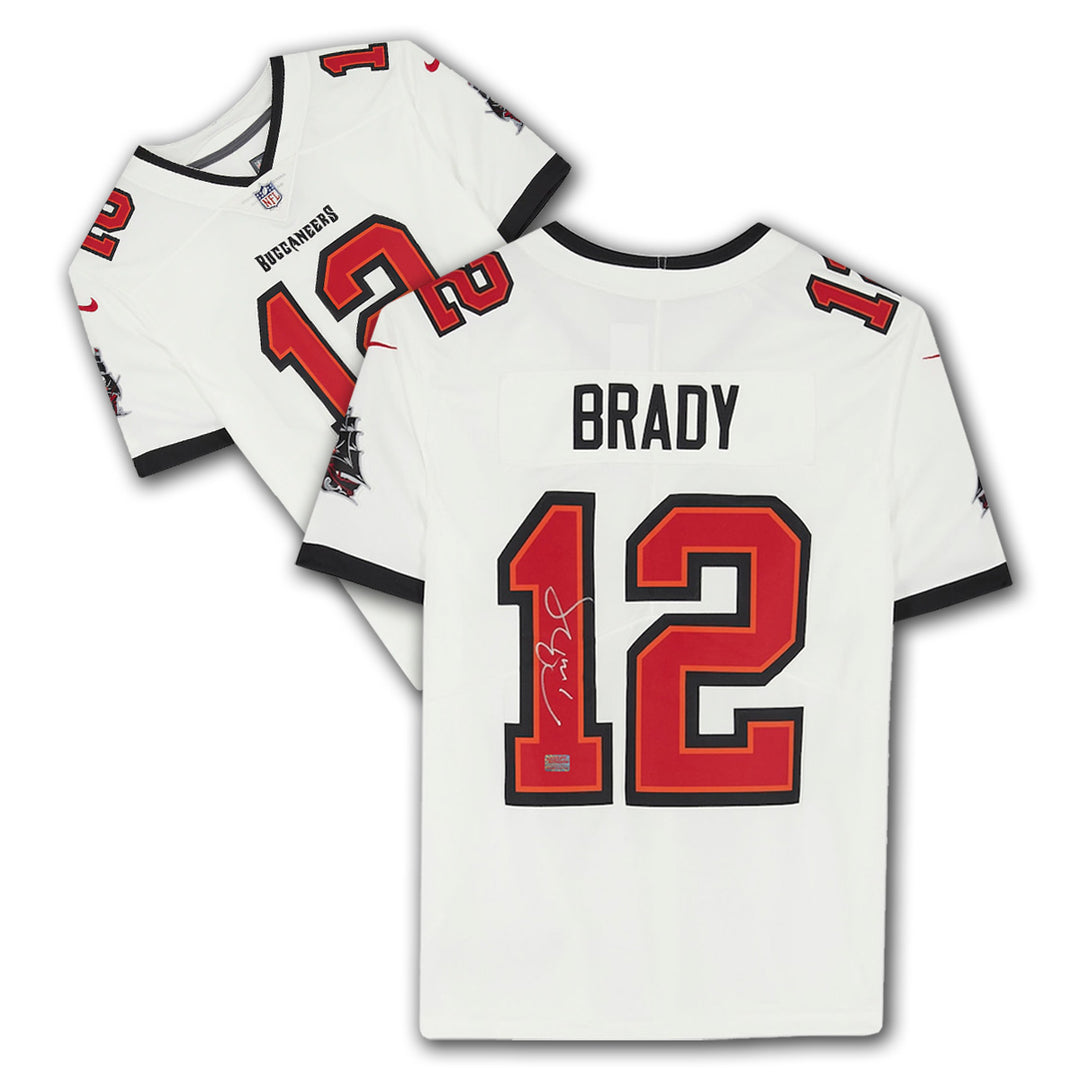 Tom Brady Tampa Bay Buccaneers Signed White Jersey, Tampa Bay Buccaneers, NFL, Football, Autographed, Signed, AAAJF32743