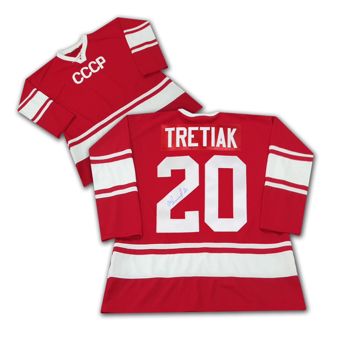 Vladislav Tretiak Autographed Red Cccp Jersey, CCCP, International, Hockey, Autographed, Signed, AAAJH31031