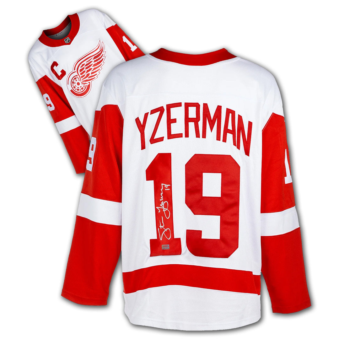 Steve Yzerman Autographed White Detroit Red Wings Jersey, Detroit Red Wings, NHL, Hockey, Autographed, Signed, AAAJH32175