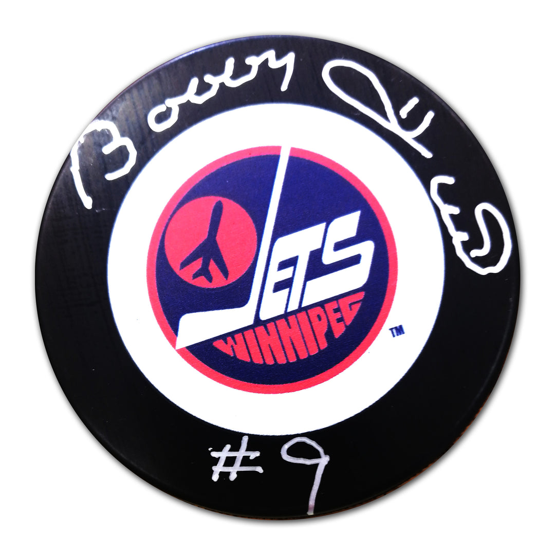 Autographed Puck Bobby Hull Winnipeg, Winnipeg Jets, Chicago Blackhawks, WHA, Hockey, Autographed, Signed, AAHPH32769