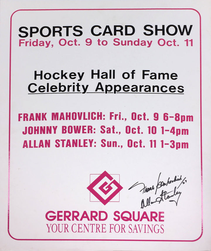 Frank Mahovlich, Allan Stanley Autographed Vintage Sign Toronto Maple Leafs, Toronto Maple Leafs, NHL, Hockey, Autographed, Signed, AAVSH31851
