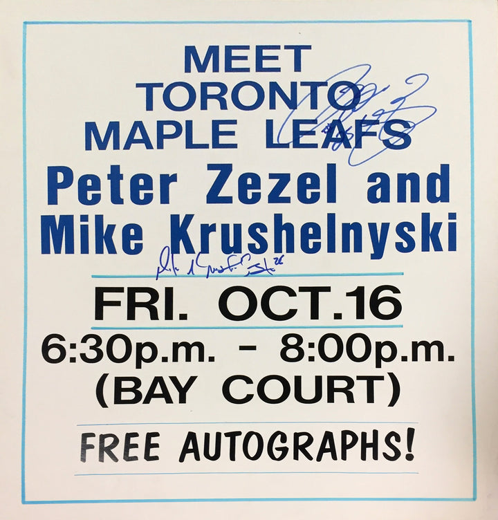 Peter Zezel, Mike Krushelnyski Signed Vintage Sign Toronto Maple Leafs 28"X22", Toronto Maple Leafs, NHL, Hockey, Autographed, Signed, AAVSH31855