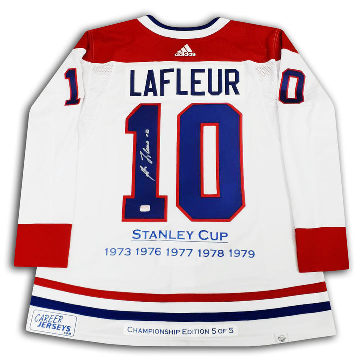Guy Lafleur Signed Stanley Cup Edition Jersey #5/5 Montreal Canadiens, Montreal Canadiens, NHL, Hockey, Autographed, Signed, CJCJH33114