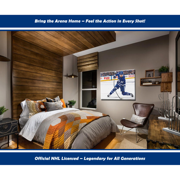 Auston Matthews Slapshot Wrapped Canvas - Toronto Maple Leafs 16"X20", Toronto Maple Leafs, NHL, Hockey, Collectibile Memorabilia, AACMH33402