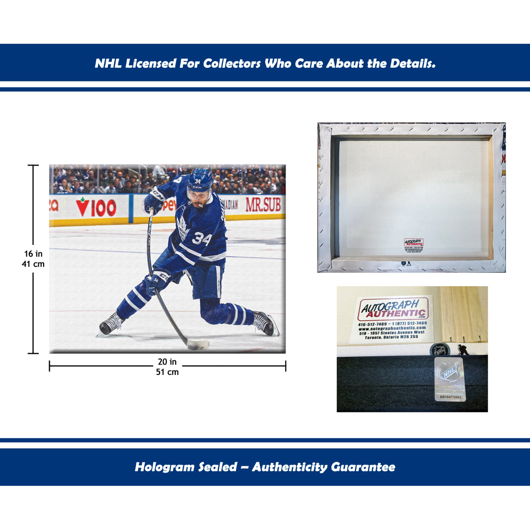 Auston Matthews Slapshot Wrapped Canvas - Toronto Maple Leafs 16"X20", Toronto Maple Leafs, NHL, Hockey, Collectibile Memorabilia, AACMH33402