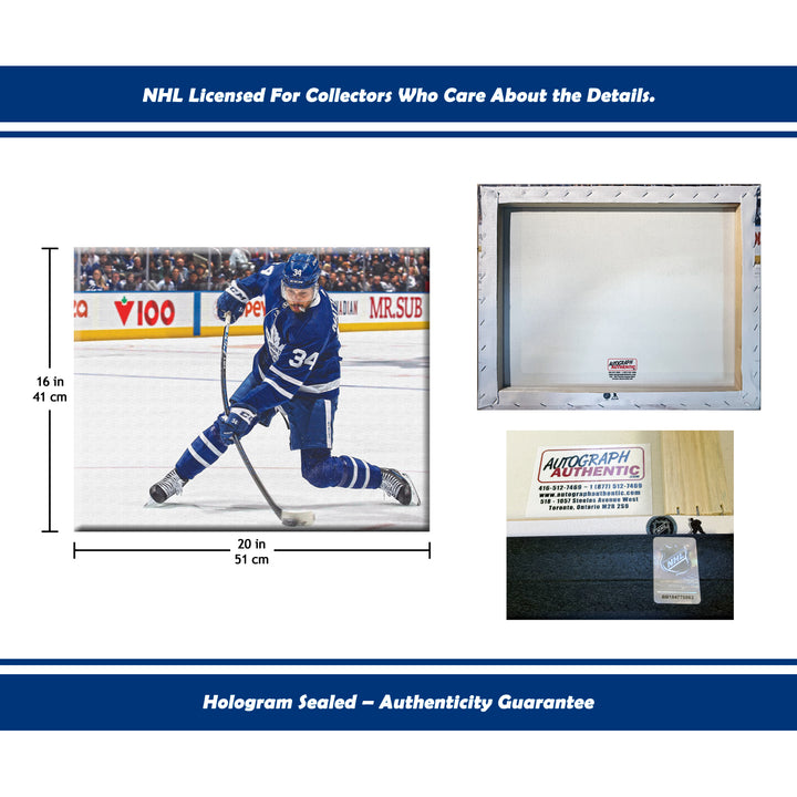 Auston Matthews Slapshot Wrapped Canvas - Toronto Maple Leafs 16"X20", Toronto Maple Leafs, NHL, Hockey, Collectibile Memorabilia, AACMH33402