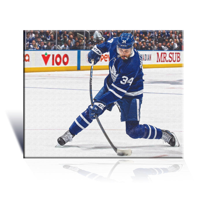 Auston Matthews Slapshot Wrapped Canvas - Toronto Maple Leafs 16"X20", Toronto Maple Leafs, NHL, Hockey, Collectibile Memorabilia, AACMH33402