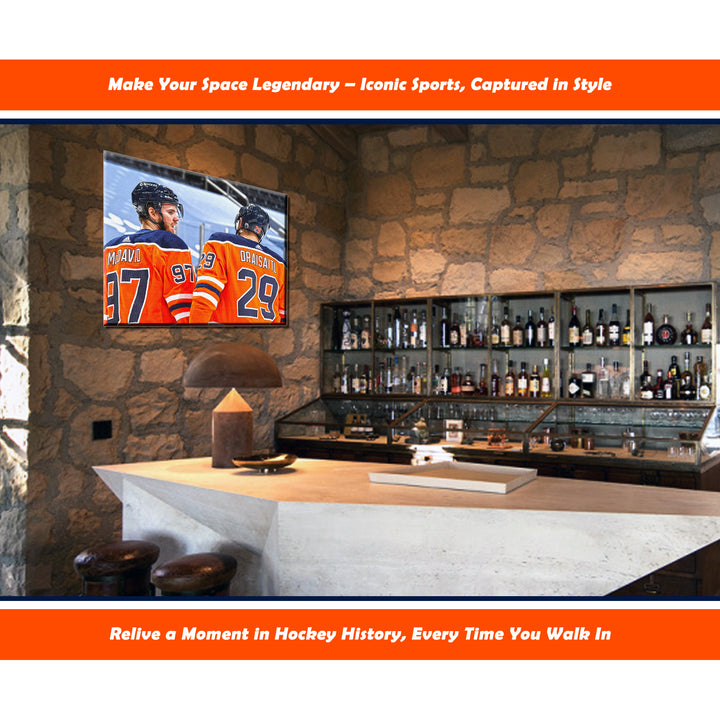 Connor Mcdavid & Leon Draisaitl Wrapped Canvas 16"X20" Edmonton Oilers, Edmonton Oilers, NHL, Hockey, Collectibile Memorabilia, AACMH33403