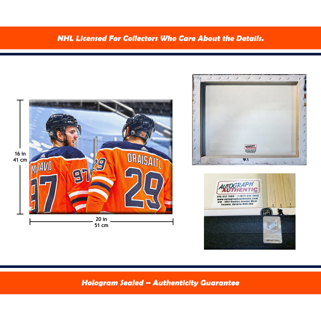 Connor Mcdavid & Leon Draisaitl Wrapped Canvas 16"X20" Edmonton Oilers, Edmonton Oilers, NHL, Hockey, Collectibile Memorabilia, AACMH33403