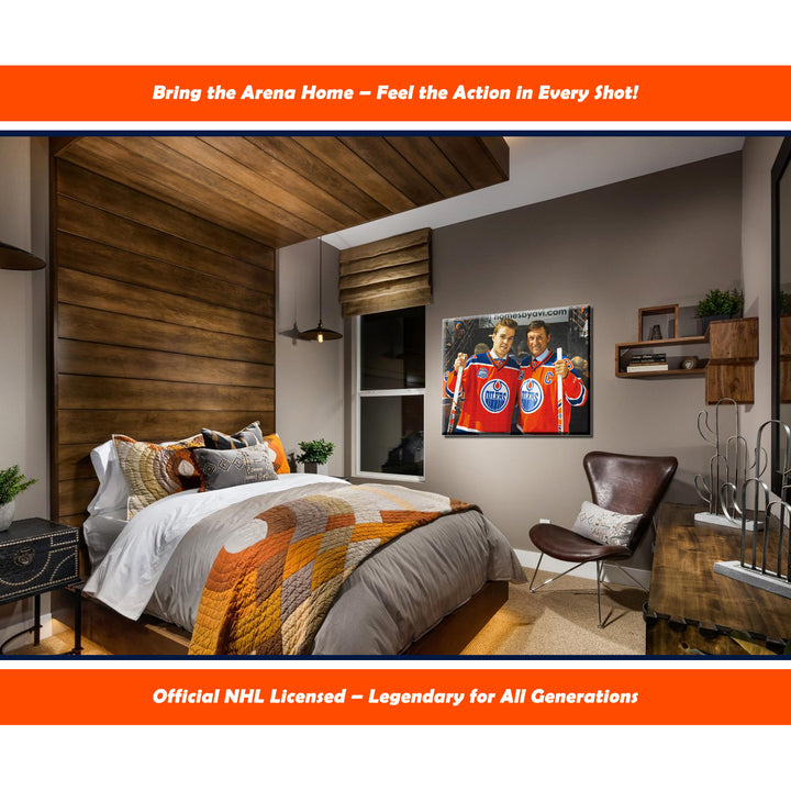 Wayne Gretzky & Connor Mcdavid Wrapped Canvas 16"X20" Edmonton Oilers, Edmonton Oilers, NHL, Hockey, Collectibile Memorabilia, AACMH33404