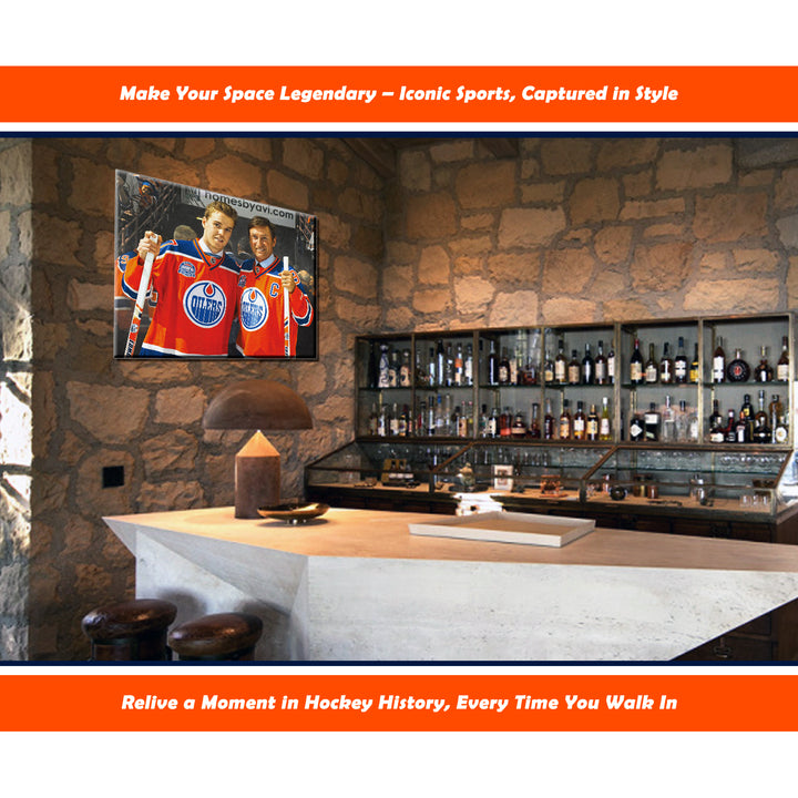 Wayne Gretzky & Connor Mcdavid Wrapped Canvas 16"X20" Edmonton Oilers, Edmonton Oilers, NHL, Hockey, Collectibile Memorabilia, AACMH33404