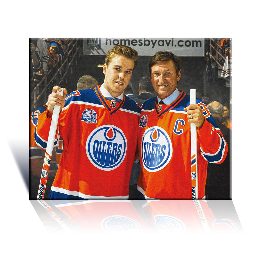 Wayne Gretzky & Connor Mcdavid Wrapped Canvas 16"X20" Edmonton Oilers, Edmonton Oilers, NHL, Hockey, Collectibile Memorabilia, AACMH33404