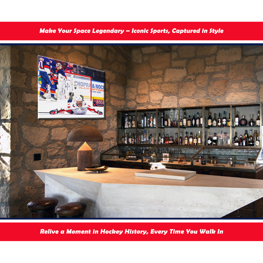 Alexander Ovechkin Record Breaking Goal #895 Wrapped Canvas 16X20 (20" By 16"), Washington Capitals, NHL, Hockey, Collectibile Memorabilia, AACMH33401