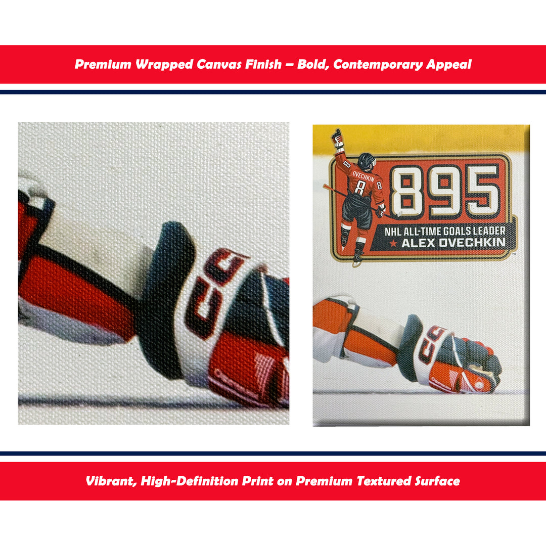 Alexander Ovechkin Record Breaking Goal #895 Wrapped Canvas 16X20 (20" By 16"), Washington Capitals, NHL, Hockey, Collectibile Memorabilia, AACMH33401