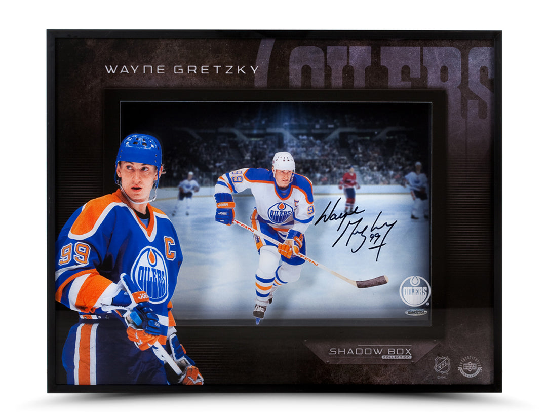 Wayne Gretzky Autographed Edmonton Oilers Center Ice Shadow Box Display