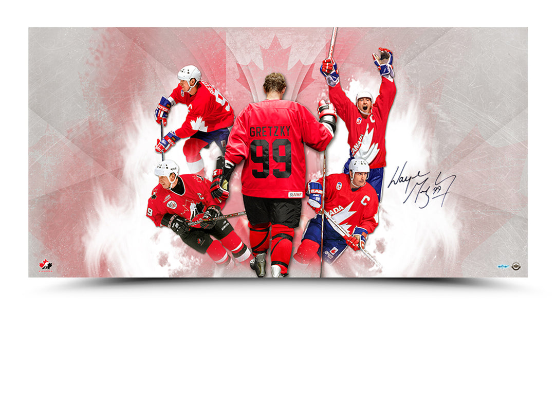 Wayne Gretzky Autographed Team Canada Homeland 36X18 Photo Collage